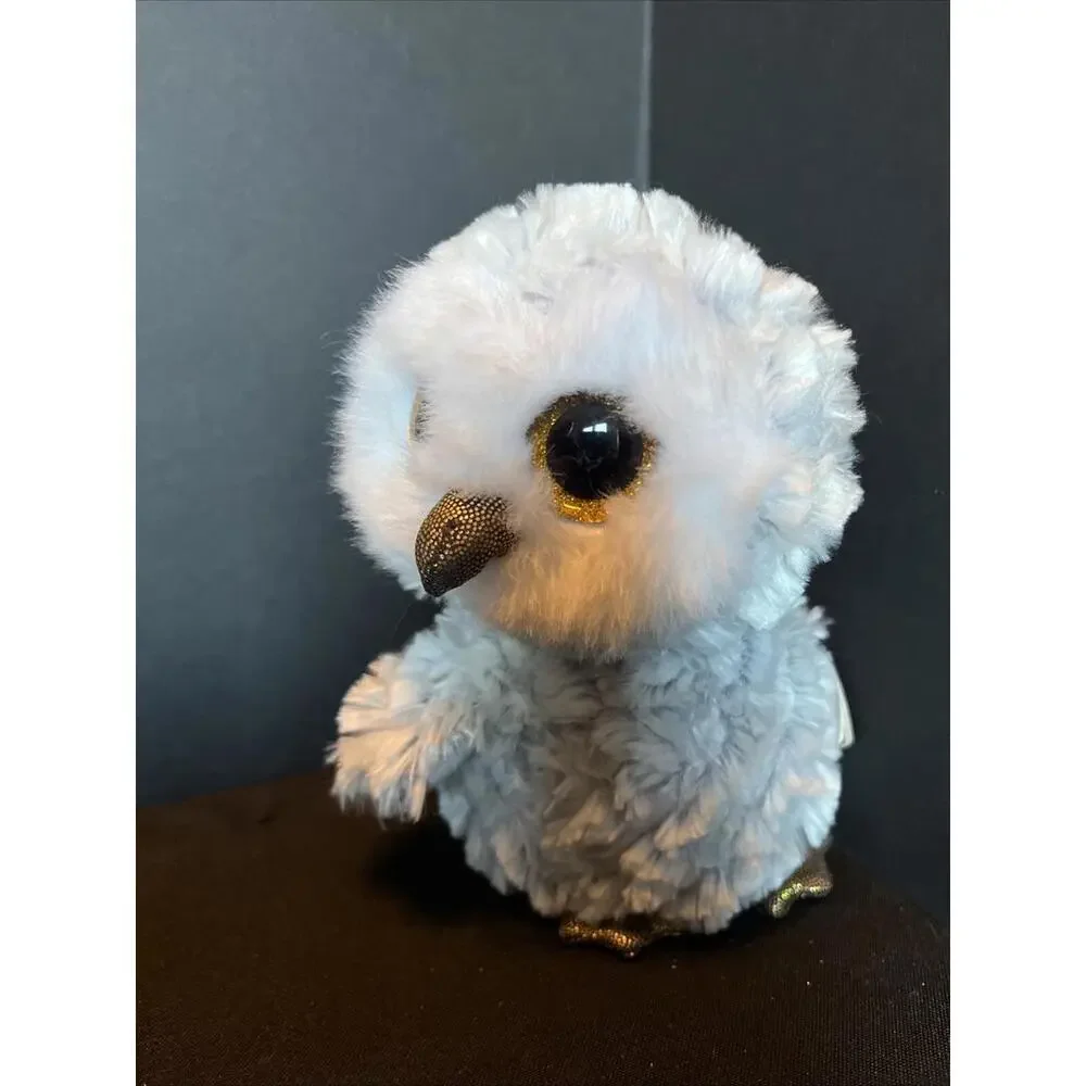 Ty Beanie Boo Boos Owlette Silver & Gold Owl 7” Sparkle Eyes Plush
